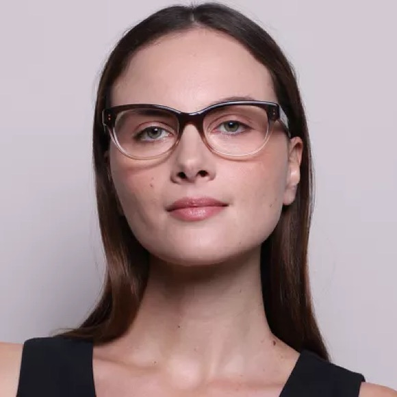 Coach HC6187 eyeglasses - transparent brown gradient with navy blue temples main image 9